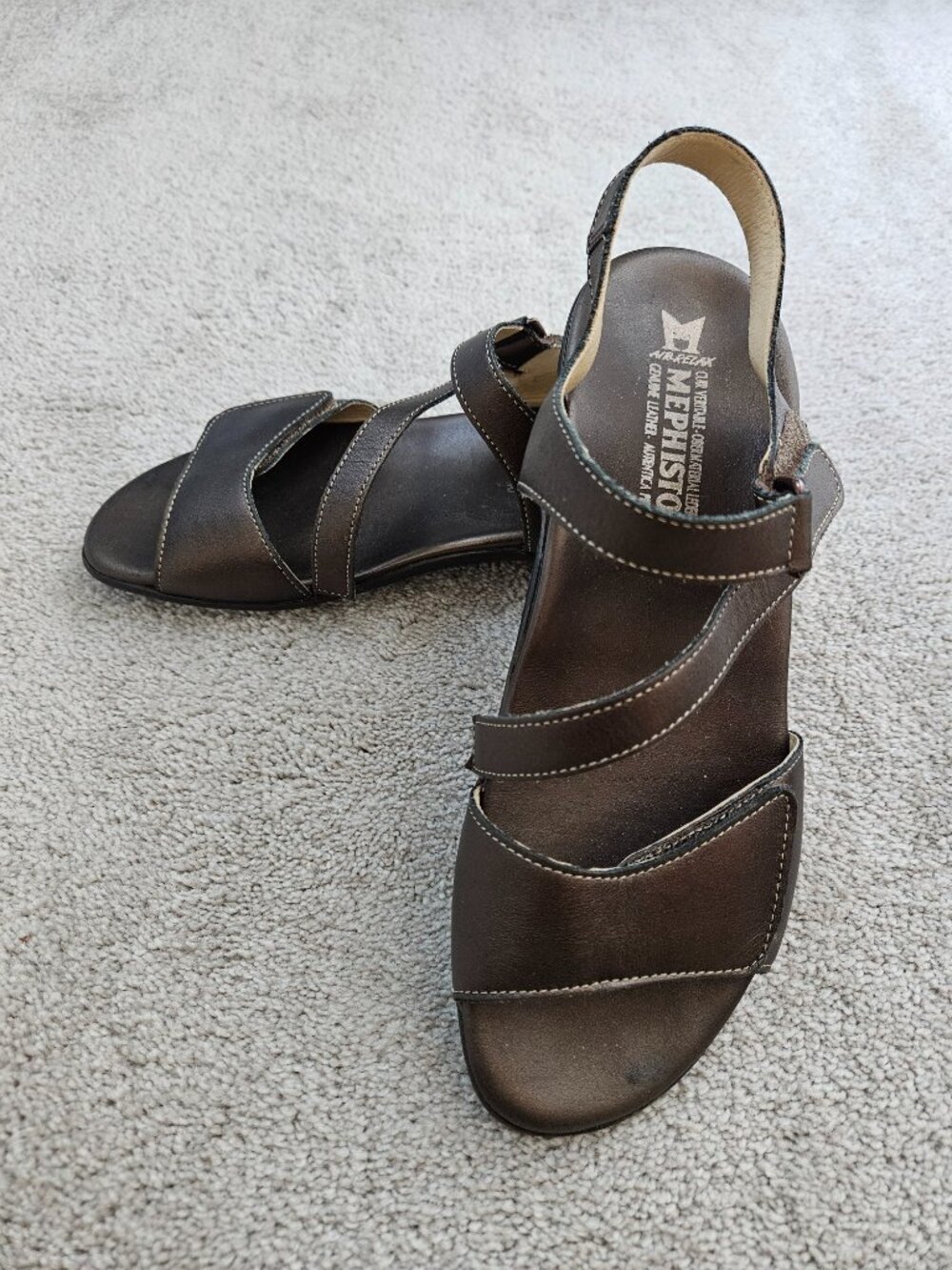 Mephisto Brown Leather Open Toe Sandals - Women's 40